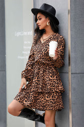 Leopard Print Layered Mini Dress Ins Street